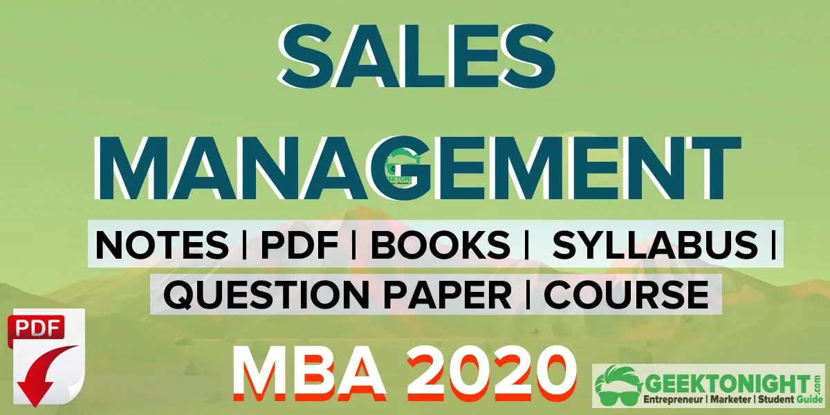 Sales Management Notes