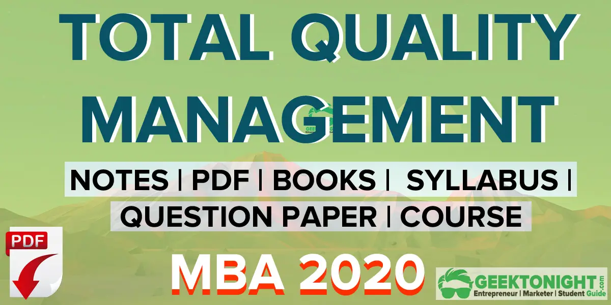 Total Quality Management PDF