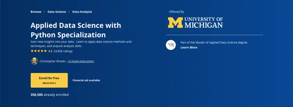 Data Science Course University of Michigan